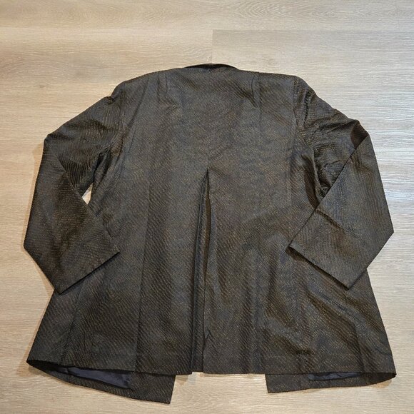 Eileen Fisher Blazer Womens XL Brown Black Open Silk Blend Jacket Jacquard Wave - Picture 9 of 10
